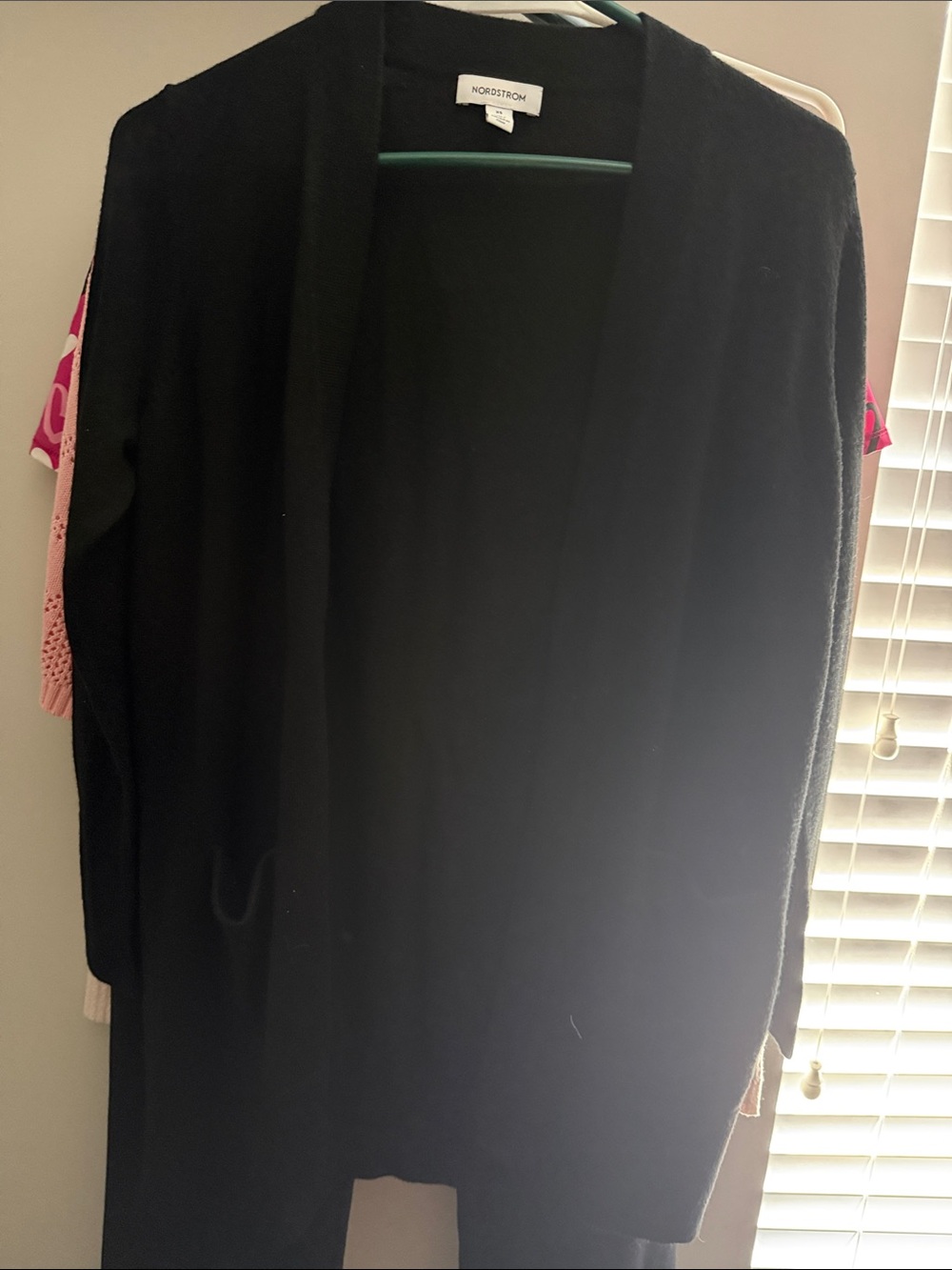 Nordstrom Black Long Cardigan sweater merino wool blend XS extra small new